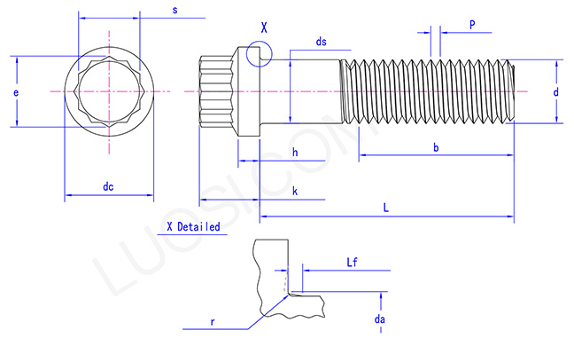Metric type F 12-Piont flange screw