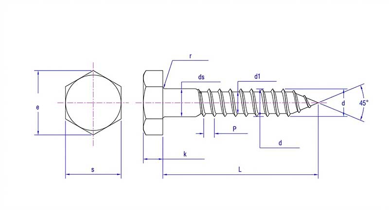 Wooden Structure Hex head lag screws